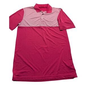 Chaps Golf Polo Shirt Men's Small Pink Striped Stretch Performance Wicking